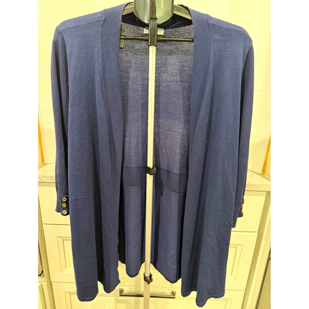 Charter Club Women's Navy Blue Knit Cardigan Sweater 2X Open Front 3/4 Sleeve